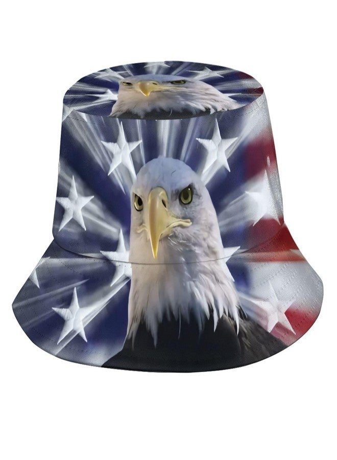 KKRMTUG Bald Eagle and American Flag Bucket Hat for Women Men Packable 4th of July USA Flag Fisherman Hats Summer Travel Beach Outdoor Sun Caps - Image 1